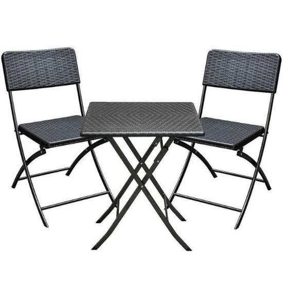 Kvadratinio stalo komplektas + 2 kėdės juodos spalvos paveikslėlis
