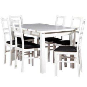 Paveikslėlis Fabia 1+6 stalo ir kėdžių komplektas ST28+W130 baltas