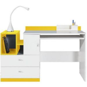Rašomasis stalas Mobi MO-11 lux baltas/geltonas paveikslėlis