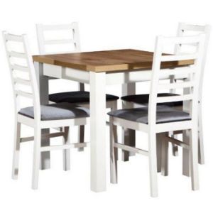 Paveikslėlis Diodor 1+4 stalo ir kėdžių komplektas ST44+W131 baltas