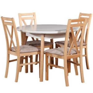 Paveikslėlis Ticiano stalo ir kėdžių komplektas 1+4 st 39 100+30 +W114 balta/buko