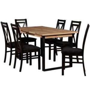 Paveikslėlis Stalo ir kėdžių komplektas Gracja 1+6 st42 150x85+48 +W114 wotan/juoda
