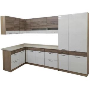 Paveikslėlis "Econo" virtuvė 160 x 290 cm su "sonoma" / baltu / "san remo" stalviršiu