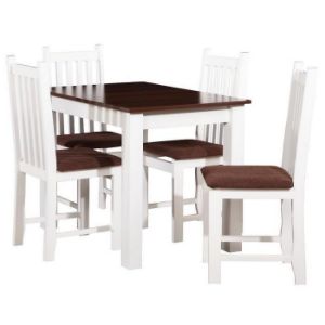Paveikslėlis Stalo ir kėdžių komplektas Izydor 1+4 riešutmedžio/baltos spalvos