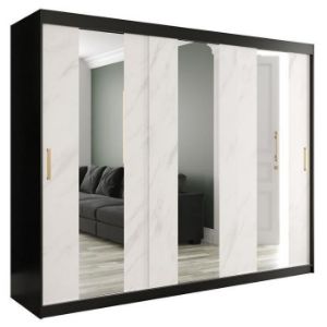 Paveikslėlis Spinta Marble Pole 250 Black/Marble White