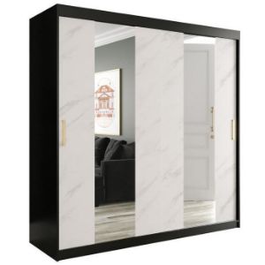 Paveikslėlis Spinta Marble Pole 200 Black/Marble White