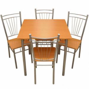Paveikslėlis Dorota stalo ir kėdžių komplektas D01019 1+4 sidabrinė - vyšninė