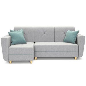Paveikslėlis Kampinė sofa su miego funkcija Grey Enzo 162+154 natūralus medis kairėje