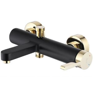 Paveikslėlis Vonios maišytuvas su vonios komplektu Rea Polo juodo aukso spalvos