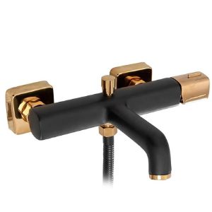 Paveikslėlis Vonios maišytuvas su vonios komplektu Rea Salto juoda-auksinė