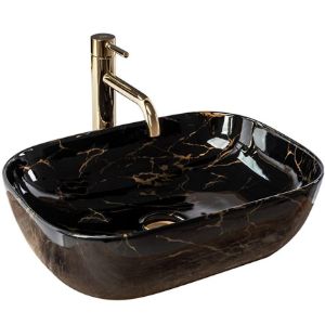 Paveikslėlis Pjedestalo praustuvas Belinda Black Marble Shiny