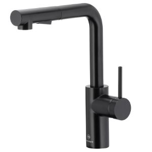 Paveikslėlis Pasukamas plautuvės maišytuvas su ištraukiamu purkštuvu Duero Basic Black