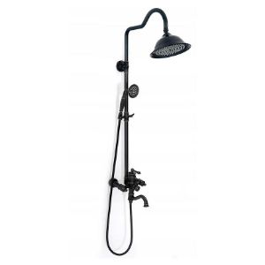 Paveikslėlis Senovinis juodai dažytas dušo rinkinys "Rea" P2367