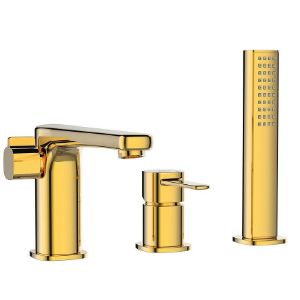 Paveikslėlis 3 angų vonios maišytuvas trendas auksinis