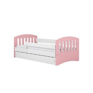 Paveikslėlis Vaikiška lova Classic 1 su čiužiniu ir stalčiumi Miltelinė rožinė 80x160