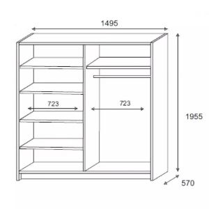 Paveikslėlis Spinta Alfa 3 150 cm ąžuolas sonoma/balta