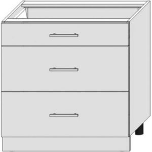 Virtuvinė spintelė Bono D80s/3 Balta Aliaska/balta paveikslėlis