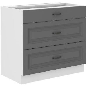 Virtuvės spintelė Stilo dustgrey/balta 80d 3s bb paveikslėlis