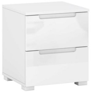 Naktinis staliukas Hill 2S baltas blizgus paveikslėlis
