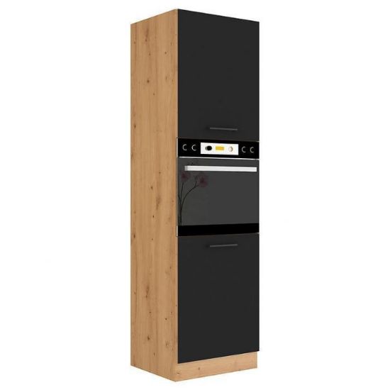 Virtuvės spintelė Modena Black/Oak Artisan 60dp-210 2f paveikslėlis