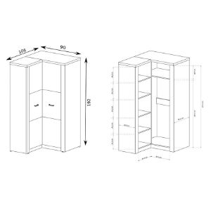 Kampinė drabužių spinta atšvaitas Indianapolis I14 kraftas balta paveikslėlis